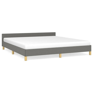 vidaXL Bed Bed Frame with Headboard Dark Gray 72"x83.9" California King Fabric