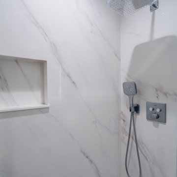 Modern Bathroom Remodel 6 with Marble-Look Shower | RTA Kitchen The Cabination
