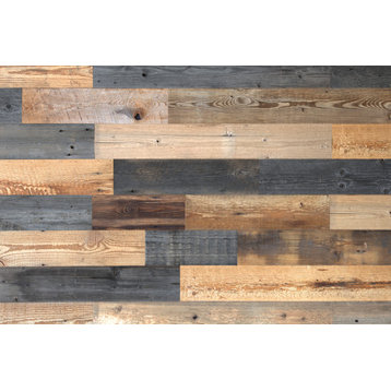 Reclaimed Wood Planks for Walls and Ceilings, 19.5 sq. ft, Grey/Brown Mix