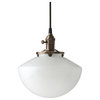 Angled White Glass Fixture, Schoolhouse Style