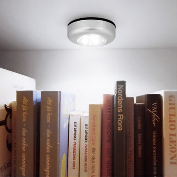 3 LED Puck Light Bulbs, Battery Powered Tap Light, Daylight White, Pack of 3 Uni