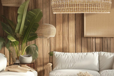 palm desert rattan pendant light beautiful rustic wooden livingroom,very detaile