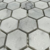 Carrara Marble 1" Hexagon Tile Venato White Carrera Mosaic Honed, 1 sheet