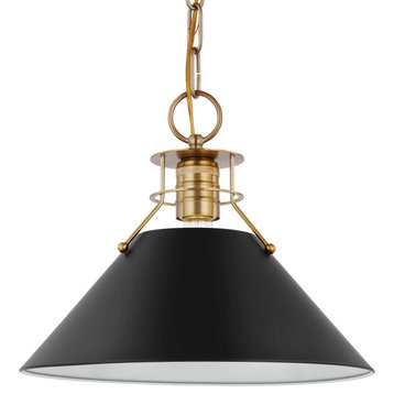 Nuvo Lighting 60/7523 Outpost 13"W Pendant - Matte Black / Burnished Brass