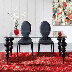Contemporary Table 63" with Glass Top By Dupen Furniture, Spain - Dining Sets
