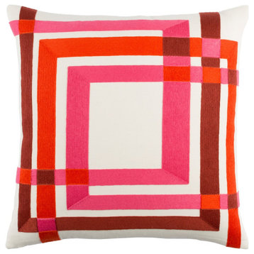 Color Form by E. Gardner Down Pillow, Cream/Pink/Orange, 22' x 22'