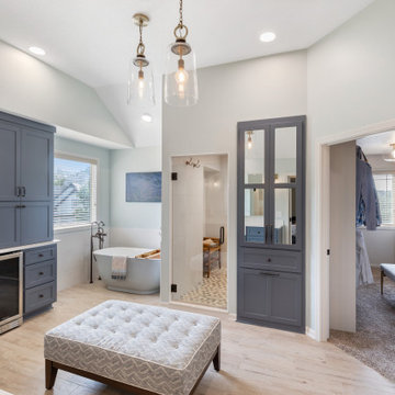 Contemporary Farmhouse Primary Bath + Closet Remodel Olathe, KS