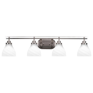 Odyssey 4 Light Bath Bar In Brushed Nickel Finish With 6.25" White Marble Glass