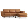 Pemberly Row Mid-Century Genuine Leather Right Facing Sectional Sofa in Tan