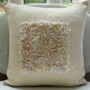 Ribbon Ivory Cushion Covers, Art Silk 16"x16" Pillow Covers, Vintage Love