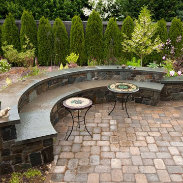 Small Garden Space with Patio and Raised Vegetable Beds