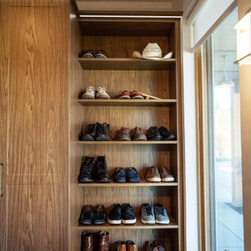 Custom Walnut Closet System with Integrated Shoe Storage
