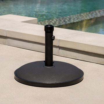 GDF Studio Tulare Outdoor 55 lbs Circular Concrete Umbrella Base, Black