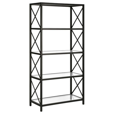 Henn&Hart 30" Blackened Bronze Metal/Glass Bookcase