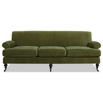 Alana Lawson Three-Cushion Tight Back Sofa, Olive Green Performance Velvet