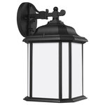 Sea Gull Lighting - Sea Gull Lighting 84531-12 Kent - 9.5" One Light Outdoor Wall Lantern - Kent outdoor lighting fixtures by Sea Gull LightinKent 9.5" One Light  Black Satin Etched G *UL: Suitable for wet locations Energy Star Qualified: n/a ADA Certified: n/a  *Number of Lights: Lamp: 1-*Wattage:100w A19 Medium Base bulb(s) *Bulb Included:No *Bulb Type:A19 Medium Base *Finish Type:Black