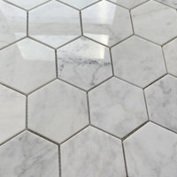 Carrara White Venato Marble 3" Hexagon Mosaic Wall Floor Tile Polished, 1 sheet