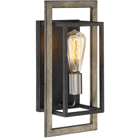 Black/Wood Tone Dimmable Rustic Farmhouse Wall Sconce, 14.3" H
