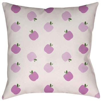 Apples by Surya Poly Fill Pillow, Purple, 20' x 20'