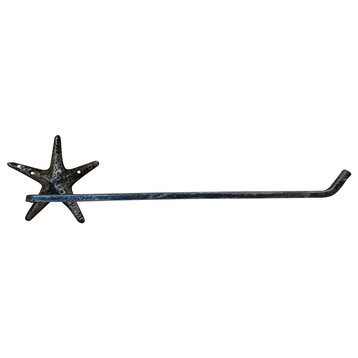 Rustic Silver Cast Iron Starfish Wall Mounted Paper Towel Holder 14''
