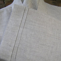 Organic Linen Spa Robe Hemstitching - Bathrobes