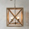 Square X Frame Wood and Metal Chandelier