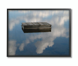 Floating Dock Ocean Lake Landscape Photograph, 11"x14", Black Frame