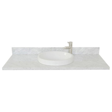 49" White Carrara Top With Round Sink