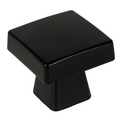 Cosmas - Cosmas Flat Black Contemporary Cabinet Hardware, Square Knob - Cabinet And Drawer Handle Pulls