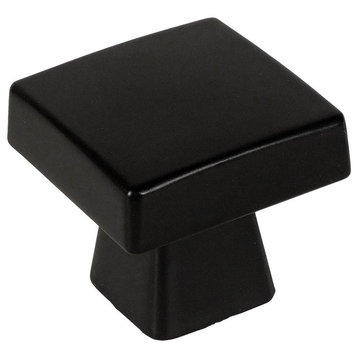 Cosmas Flat Black Contemporary Cabinet Hardware, Square Knob