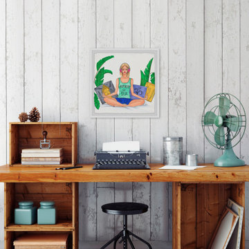 "Namastay in Bed II" Framed Painting Print