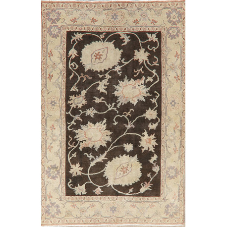 Egyptian Handmade French Toile Vegetable Dye All-Over Rug Oriental, Brown, 5X10