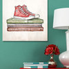 Oliver Gal Olivia's Easel "Chuck Taylors" Canvas Art, Beige/red, 16"x16"