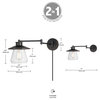 Nate Oil Rubbed Bronze Plug-In or Hardwire Swing Arm Wall Sconce, Glass Shade