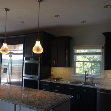 Cabinet refacing--espresso with White Island and quartz