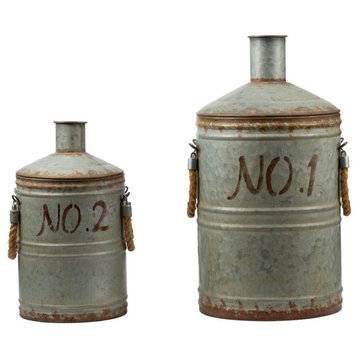 Metal Jugs Pots Vases, 2-Piece Set