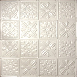 0612 Tin Ceiling Tile - White - Flower Power - Ceiling Tile
