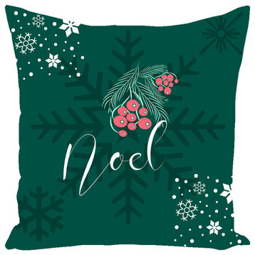Noel Christmas Throw Pillow, Green, 14x14, Cover Only