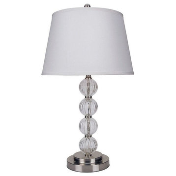 Glass Table Lamp, Satin Nickel, 28.5"