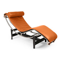 Gravity Aniline Leather Chaise Lounge, Caramel