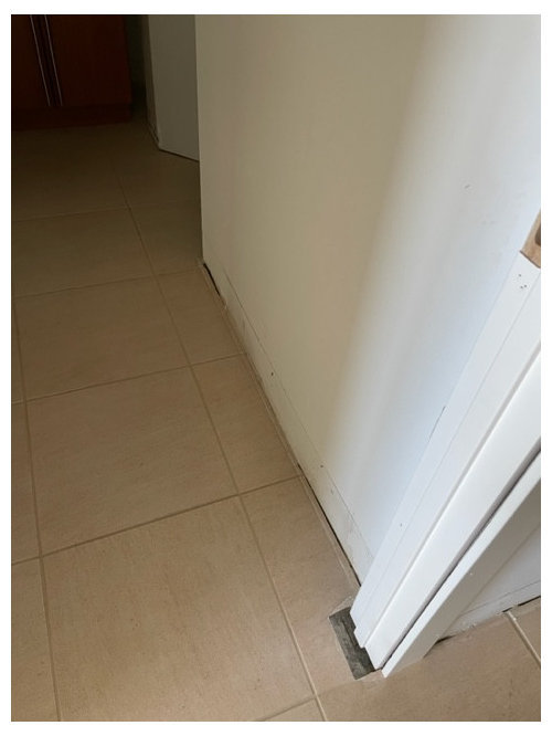 New door jambs narrower than old ones and I have tile floors