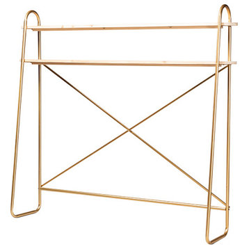 Charity Brushed Gold Metal Over Bed Shelving Unit Queen
