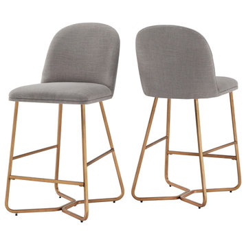 Paris Linen Upholstered Counter & Bar Chairs, Set of 2, Grey