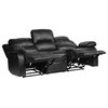 Elegant Reclining Sofa, Cushioned Back & Pillowed Arms, Great for Comfort, Black