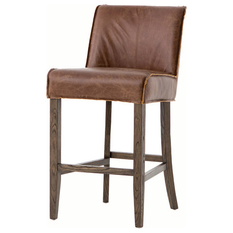 Aria Counter Stool, Brown Leather