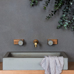 Jo-Hannah Spout, Avaa Taps with Timber Backplate, & Maddie Basin Combination - Bathroom Fixtures