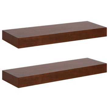 Havlock Wood Shelf Set, Walnut Brown 2 Piece 24 inch