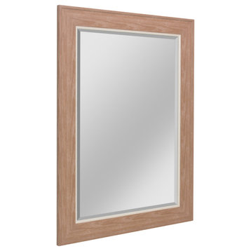 Head West 29.5 x 35.5  Walnut & Beige Beveled Mirror