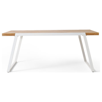 Gebo Outdoor Modern Acacia Wood Dining Table, Teak/White