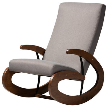 Allyn Contemporary Walnut Rocking Chair, Gray